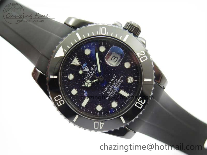 Submariner 40mm Black Ceramic 5GF Best Edition Starry Painting Dial on Black Rubber Strap SA3135