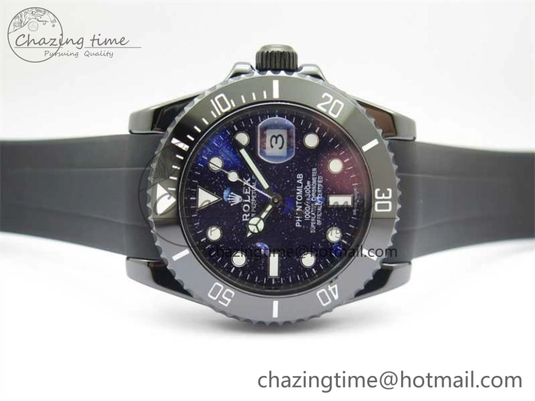 Submariner 40mm Black Ceramic 5GF Best Edition Starry Painting Dial on Black Rubber Strap SA3135