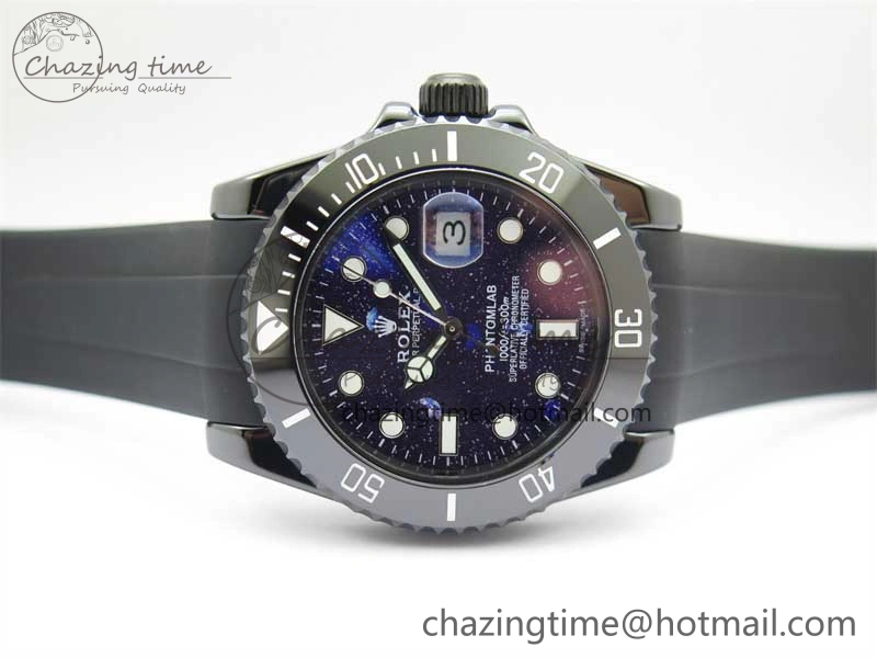 Submariner 40mm Black Ceramic 5GF Best Edition Starry Painting Dial on Black Rubber Strap SA3135