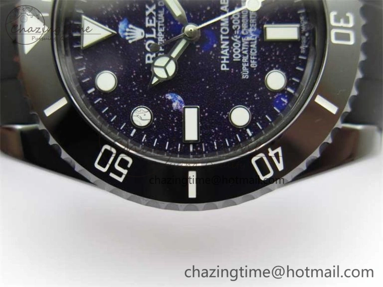 Submariner 40mm Black Ceramic 5GF Best Edition Starry Painting Dial on Black Rubber Strap SA3135