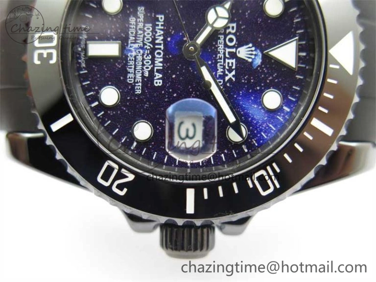 Submariner 40mm Black Ceramic 5GF Best Edition Starry Painting Dial on Black Rubber Strap SA3135