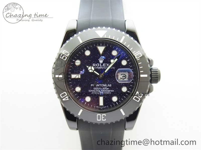 Submariner 40mm Black Ceramic 5GF Best Edition Starry Painting Dial on Black Rubber Strap SA3135