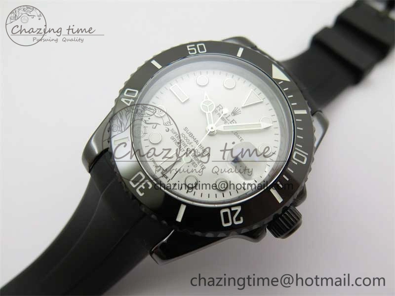 Submariner 40mm Black Ceramic 5GF Best Edition White Dial on Black Rubber Strap SA3135