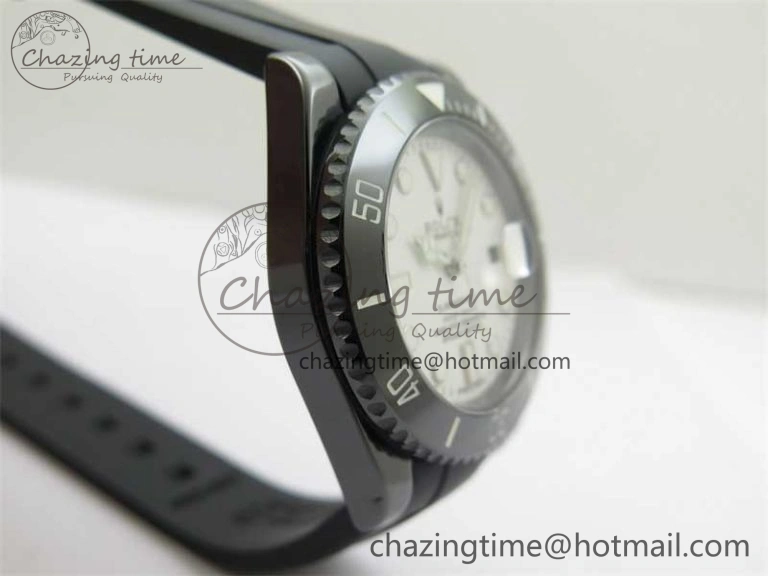 Submariner 40mm Black Ceramic 5GF Best Edition White Dial on Black Rubber Strap SA3135
