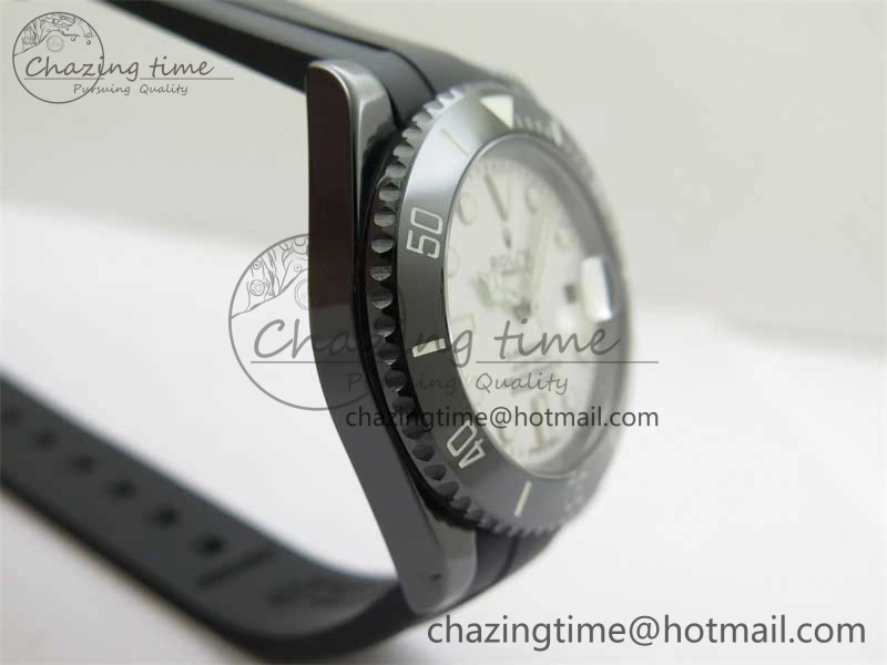 Submariner 40mm Black Ceramic 5GF Best Edition White Dial on Black Rubber Strap SA3135