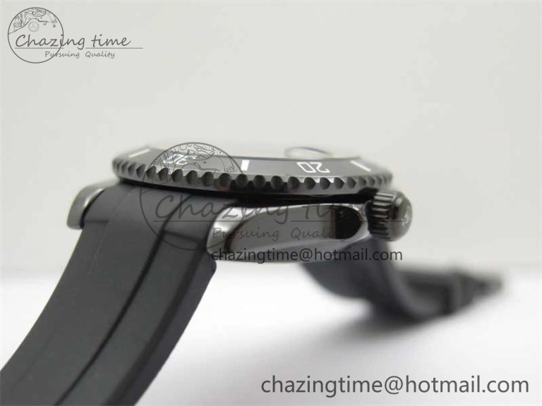 Submariner 40mm Black Ceramic 5GF Best Edition White Blue Dial on Black Rubber Strap SA3135