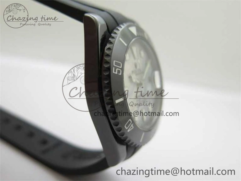 Submariner 40mm Black Ceramic 5GF Best Edition White Blue Dial on Black Rubber Strap SA3135