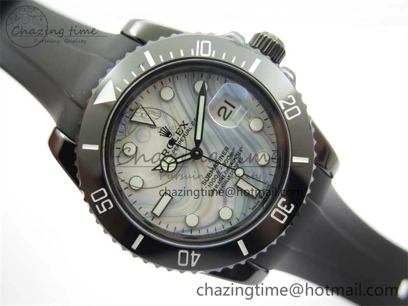 Submariner 40mm Black Ceramic 5GF Best Edition White Blue Dial on Black Rubber Strap SA3135