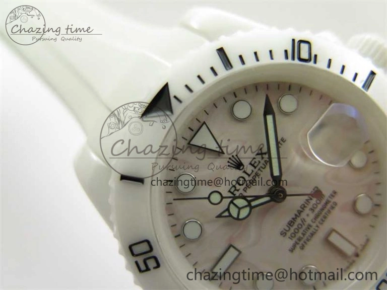 Submariner 40mm White Ceramic 5GF Best Edition Cream Dial on White Rubber Strap SA3135