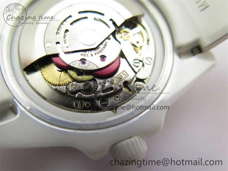 Submariner 40mm White Ceramic 5GF Best Edition Ice Blue Dial on White Rubber Strap SA3135