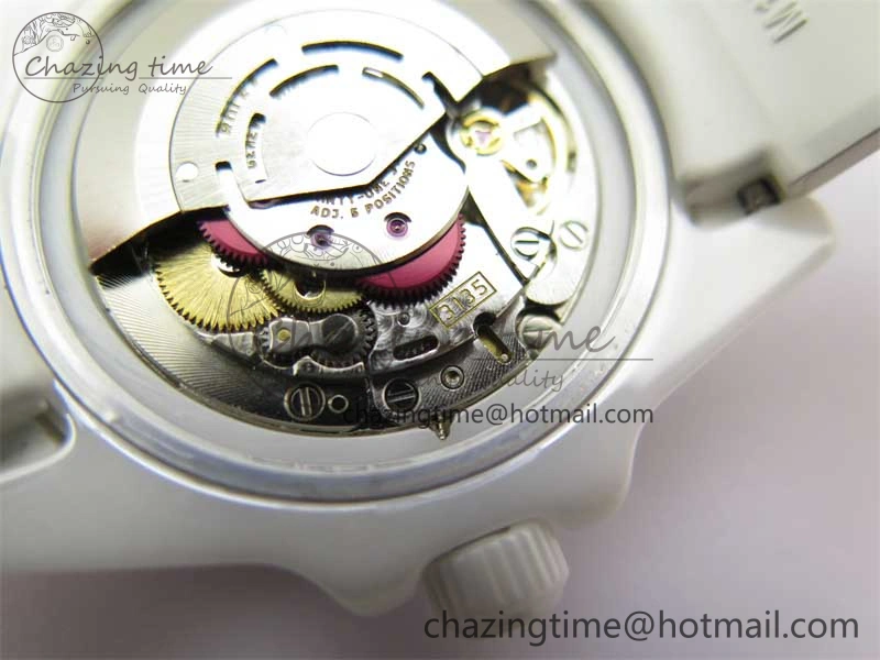 Submariner 40mm White Ceramic 5GF Best Edition Ice Blue Dial on White Rubber Strap SA3135