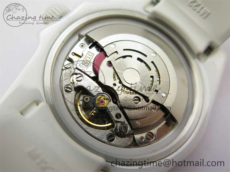 Submariner 40mm White Ceramic 5GF Best Edition Ice Blue Dial on White Rubber Strap SA3135