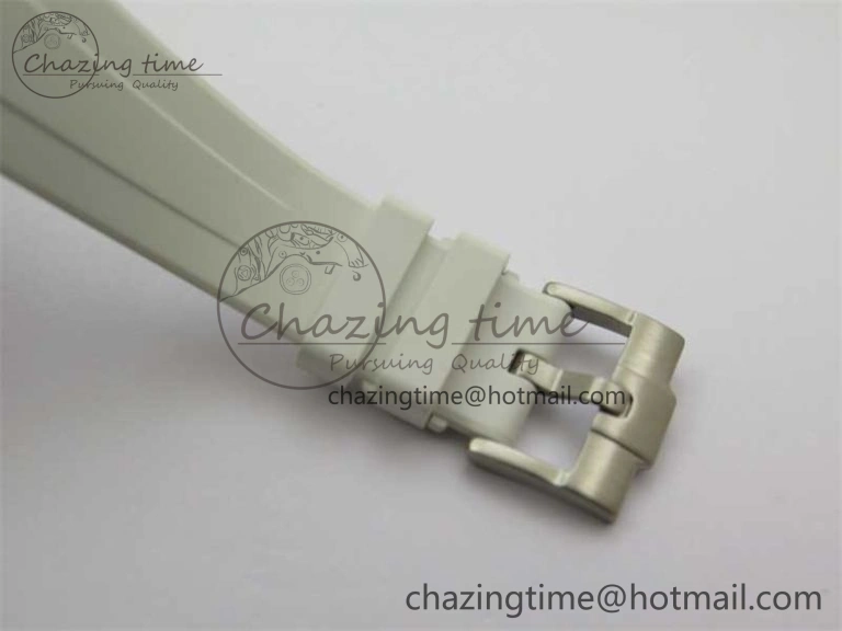 Submariner 40mm White Ceramic 5GF Best Edition Ice Blue Dial on White Rubber Strap SA3135
