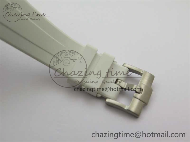 Submariner 40mm White Ceramic 5GF Best Edition Ice Blue Dial on White Rubber Strap SA3135