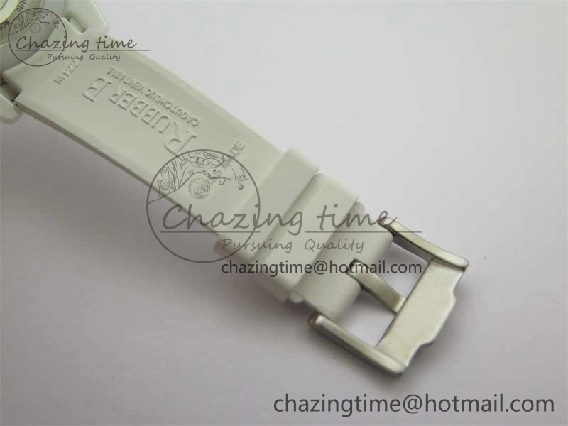 Submariner 40mm White Ceramic 5GF Best Edition Ice Blue Dial on White Rubber Strap SA3135