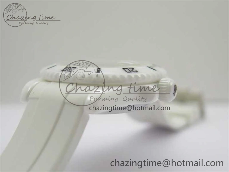 Submariner 40mm White Ceramic 5GF Best Edition Sea Painting Dial on White Rubber Strap SA3135