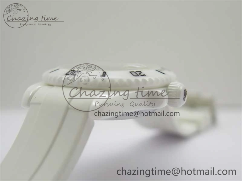 Submariner 40mm White Ceramic 5GF Best Edition Sea Painting Dial on White Rubber Strap SA3135