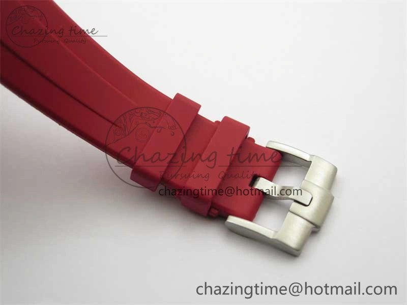 Submariner 40mm White Ceramic 5GF Best Edition White Red Dial on Red Rubber Strap SA3135
