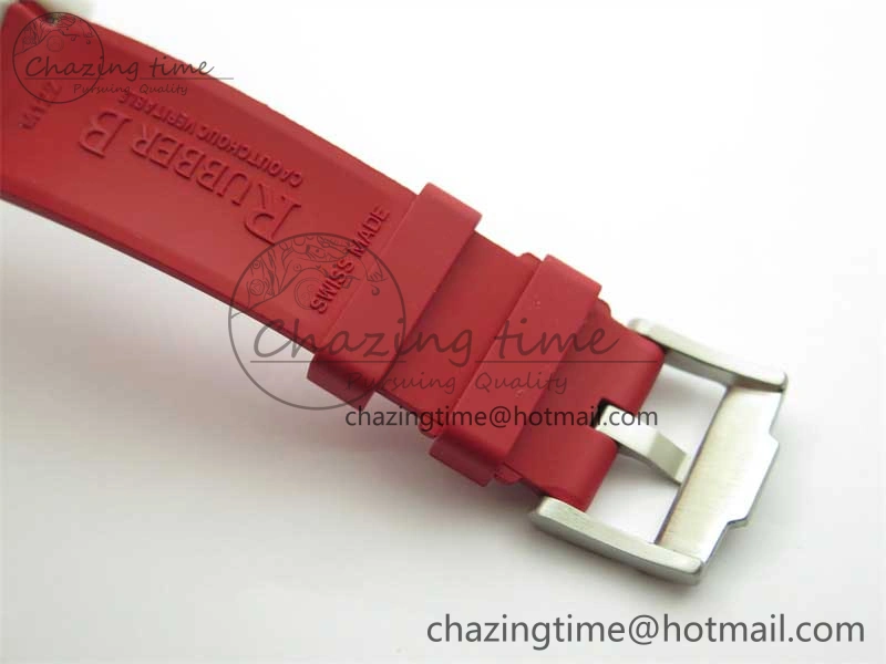 Submariner 40mm White Ceramic 5GF Best Edition White Red Dial on Red Rubber Strap SA3135