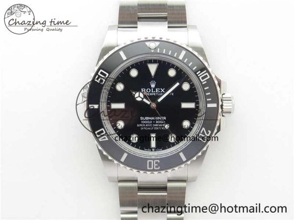 Submariner 41mm 124060 No Date BP Maker Black Dial on SS Bracelet A3230