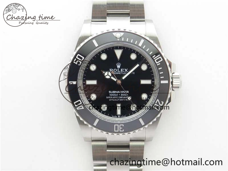 Submariner 41mm 124060 No Date BP Maker Black Dial on SS Bracelet A3230