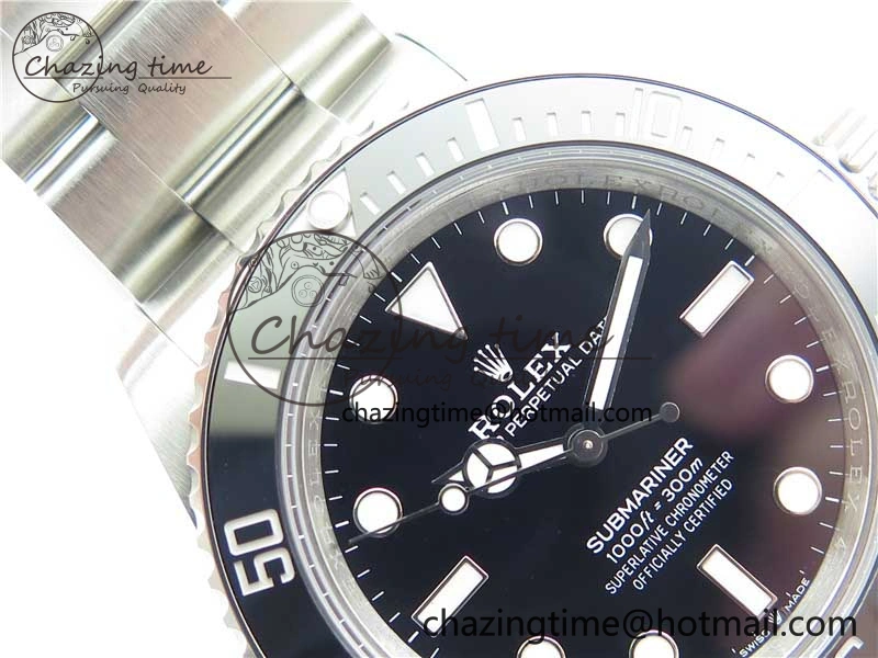 Submariner 41mm 124060 No Date BP Maker Black Dial on SS Bracelet A3230