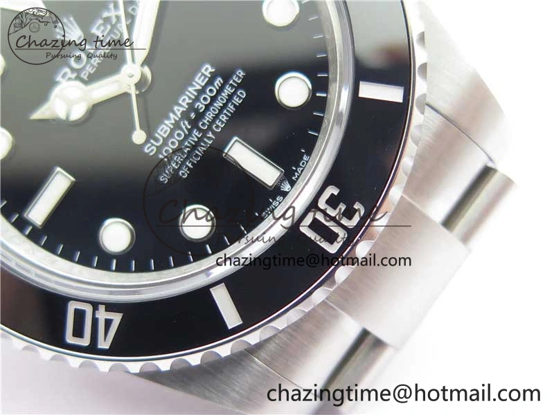 Submariner 41mm 124060 No Date BP Maker Black Dial on SS Bracelet A3230