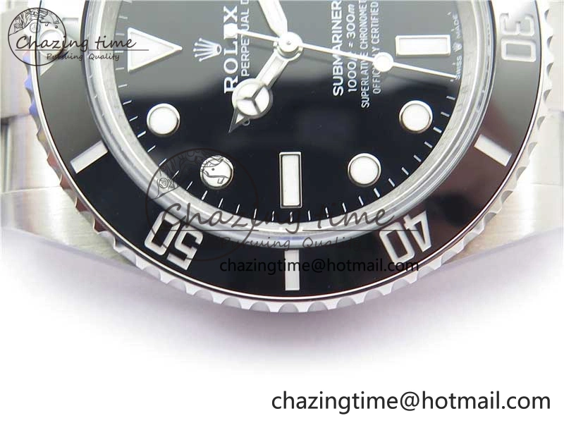 Submariner 41mm 124060 No Date BP Maker Black Dial on SS Bracelet A3230