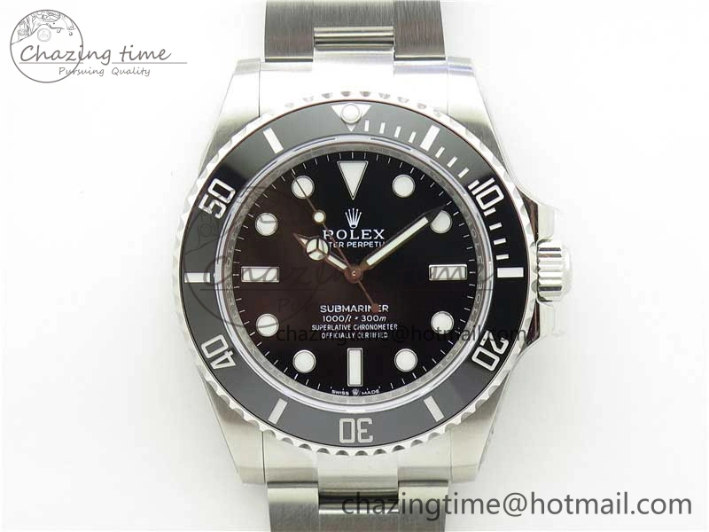 Submariner 41mm 124060 No Date EWF Black Dial on SS Bracelet A3235