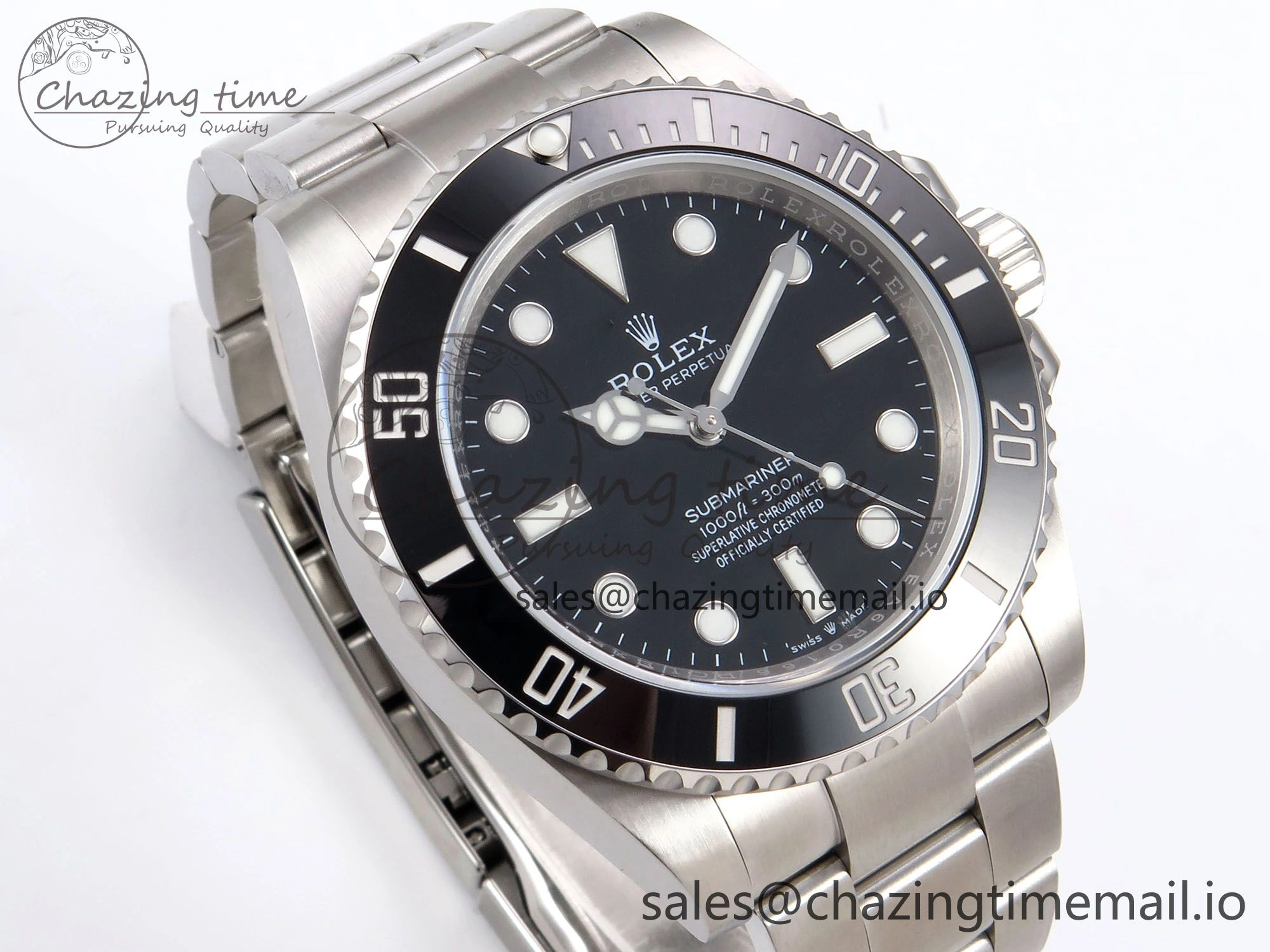 Submariner 41mm 124060 No Date SS EWEF Best Edition Black Dial on SS Bracelet A3230