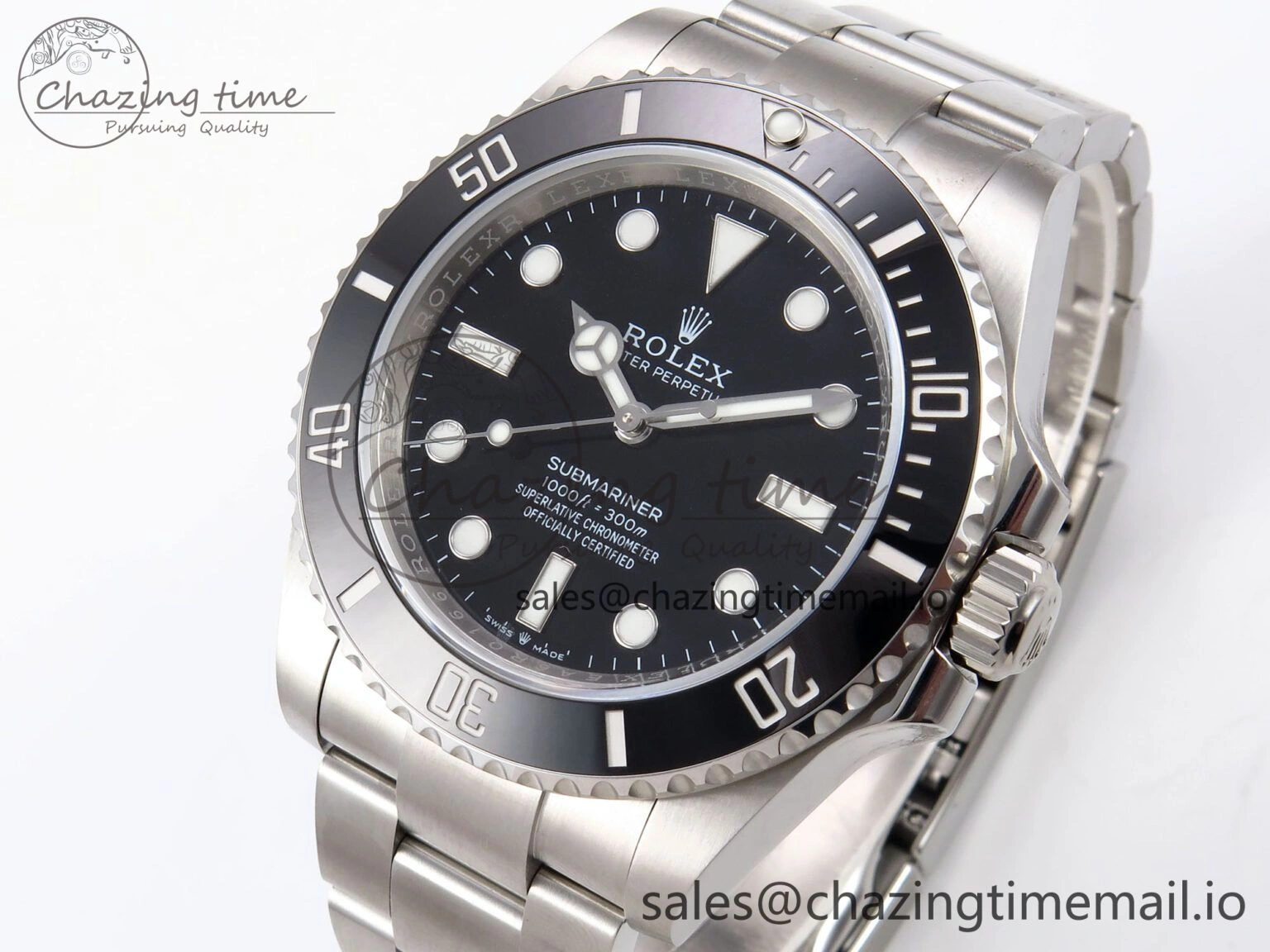 Submariner 41mm 124060 No Date SS EWEF Best Edition Black Dial on SS Bracelet A3230