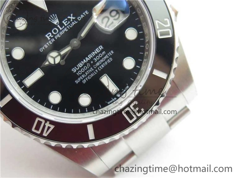 Submariner 41mm 126610 LN Black Ceramic EWF Black Dial on SS Bracelet A3235