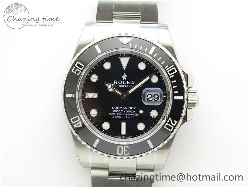 Submariner 41mm 126610 LN Black Ceramic EWF Black Dial on SS Bracelet A3235