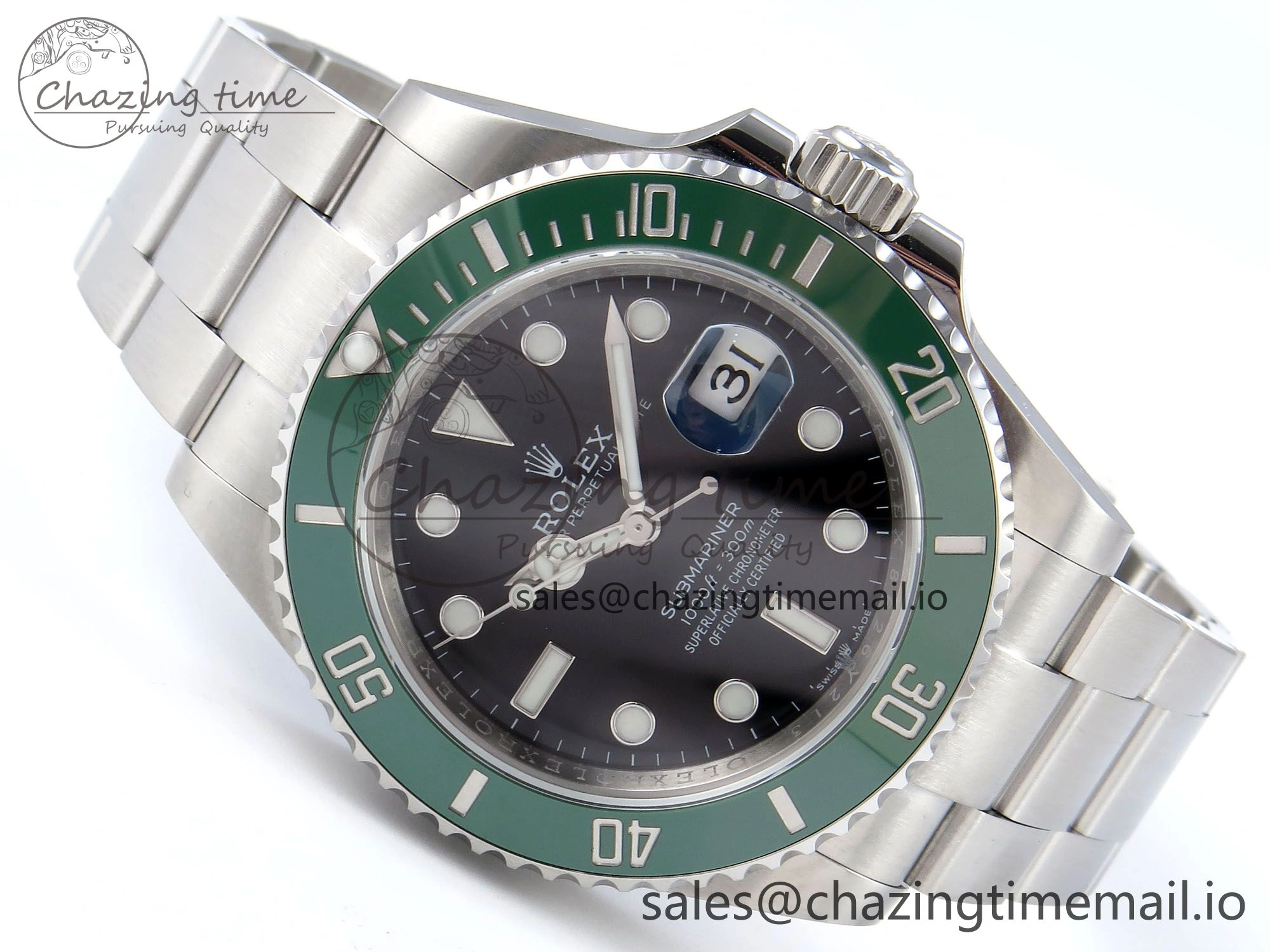 Submariner 41mm 126610 LV TWSF SS Green Ceramic Black Dial on SS Bracelet SH3235