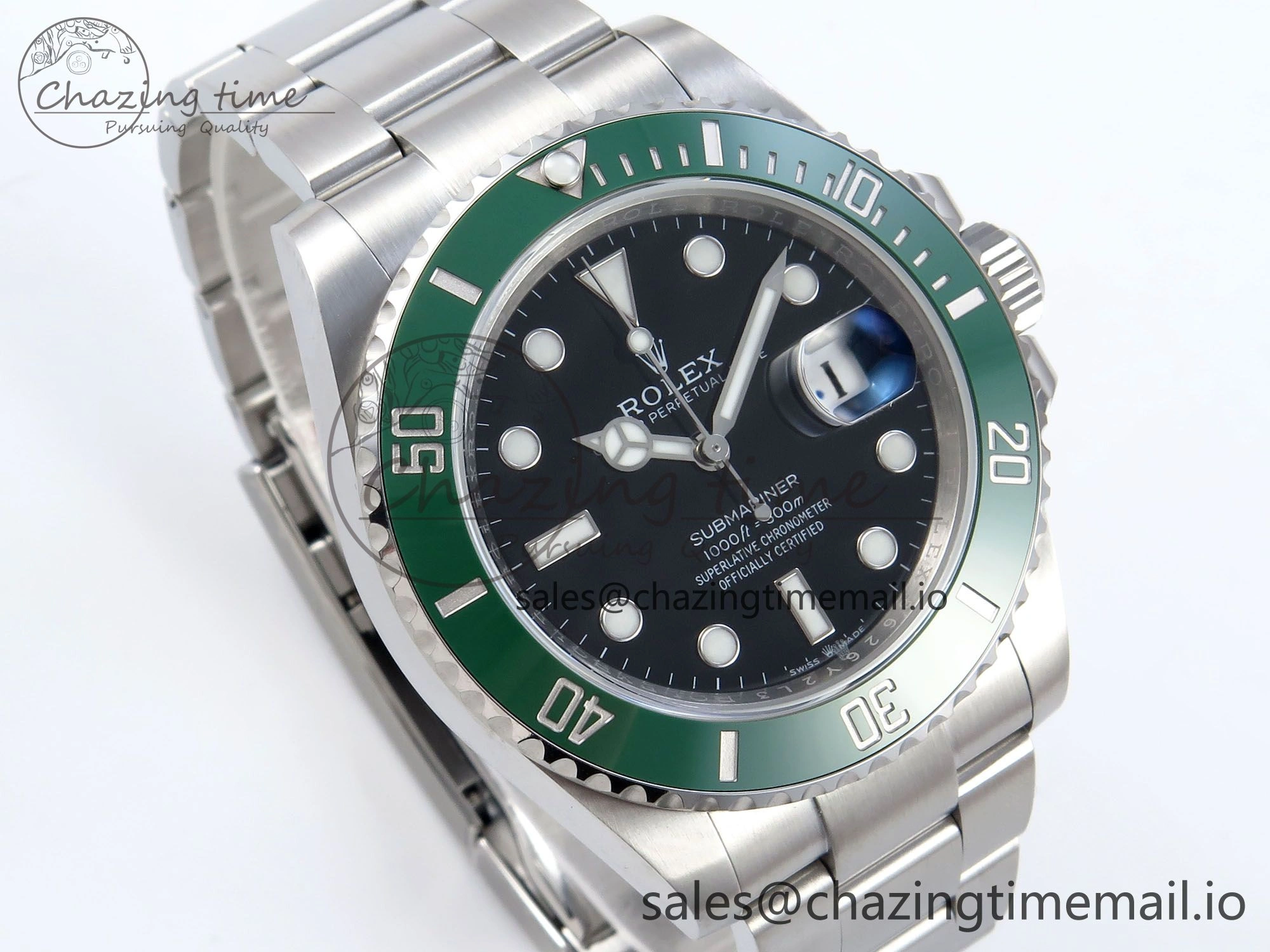 Submariner 41mm 126610 LV TWSF SS Green Ceramic Black Dial on SS Bracelet SH3235