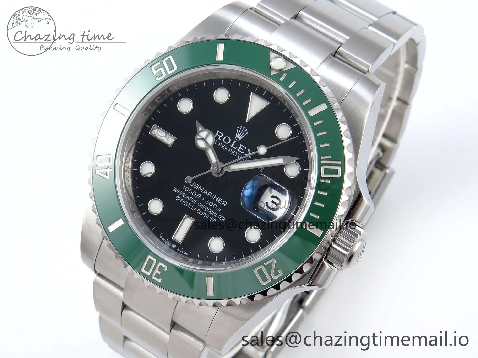 Submariner 41mm 126610 LV TWSF SS Green Ceramic Black Dial on SS Bracelet SH3235