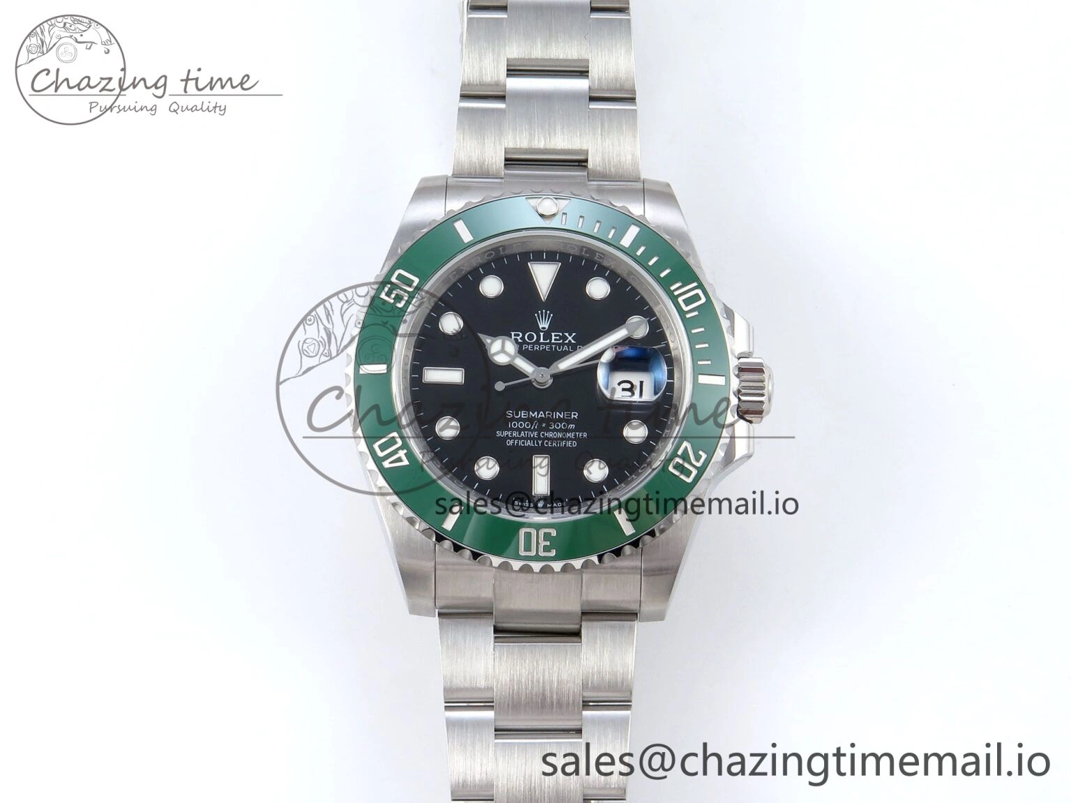 Submariner 41mm 126610 LV TWSF SS Green Ceramic Black Dial on SS Bracelet SH3235