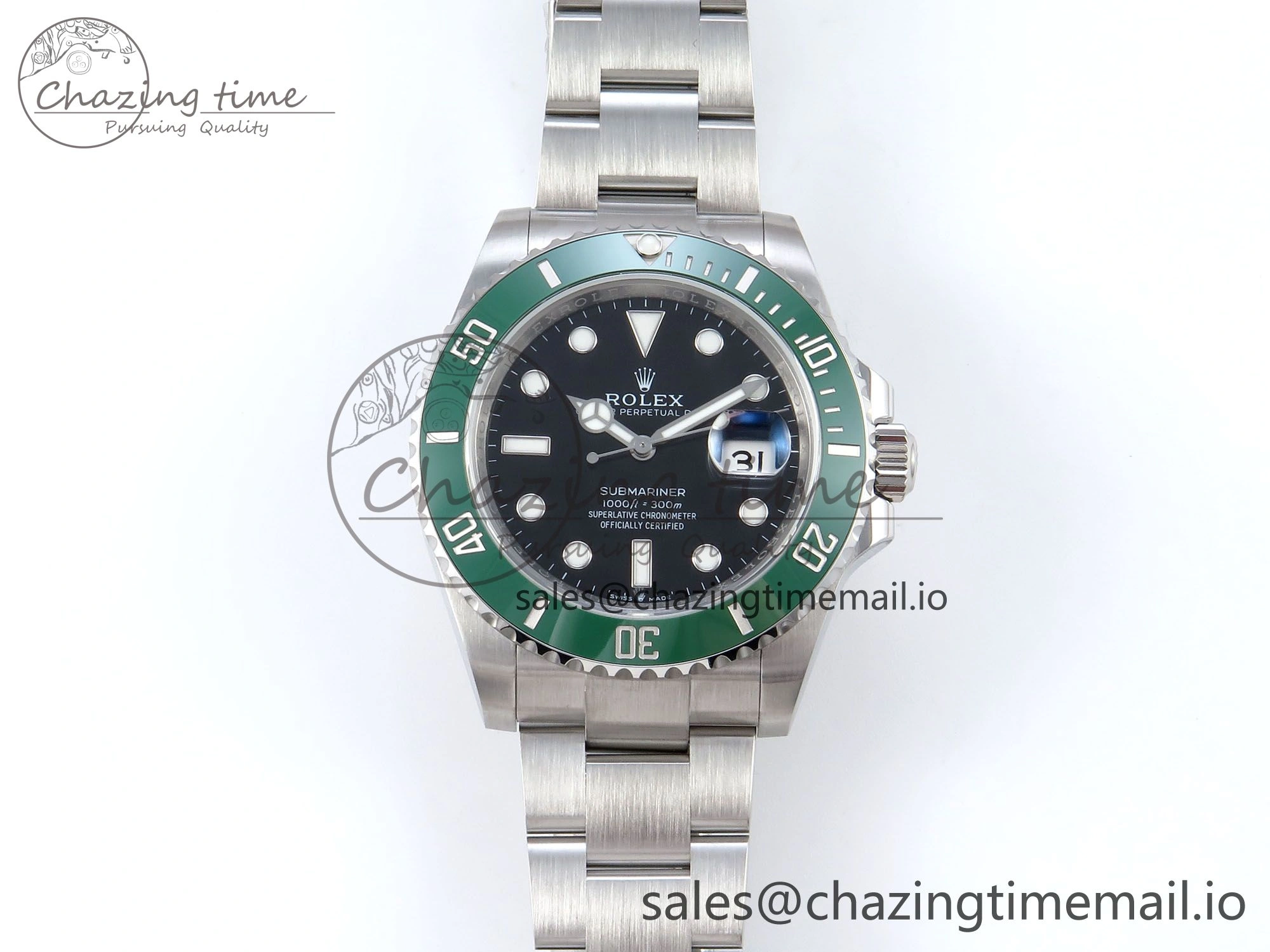 Submariner 41mm 126610 LV TWSF SS Green Ceramic Black Dial on SS Bracelet SH3235