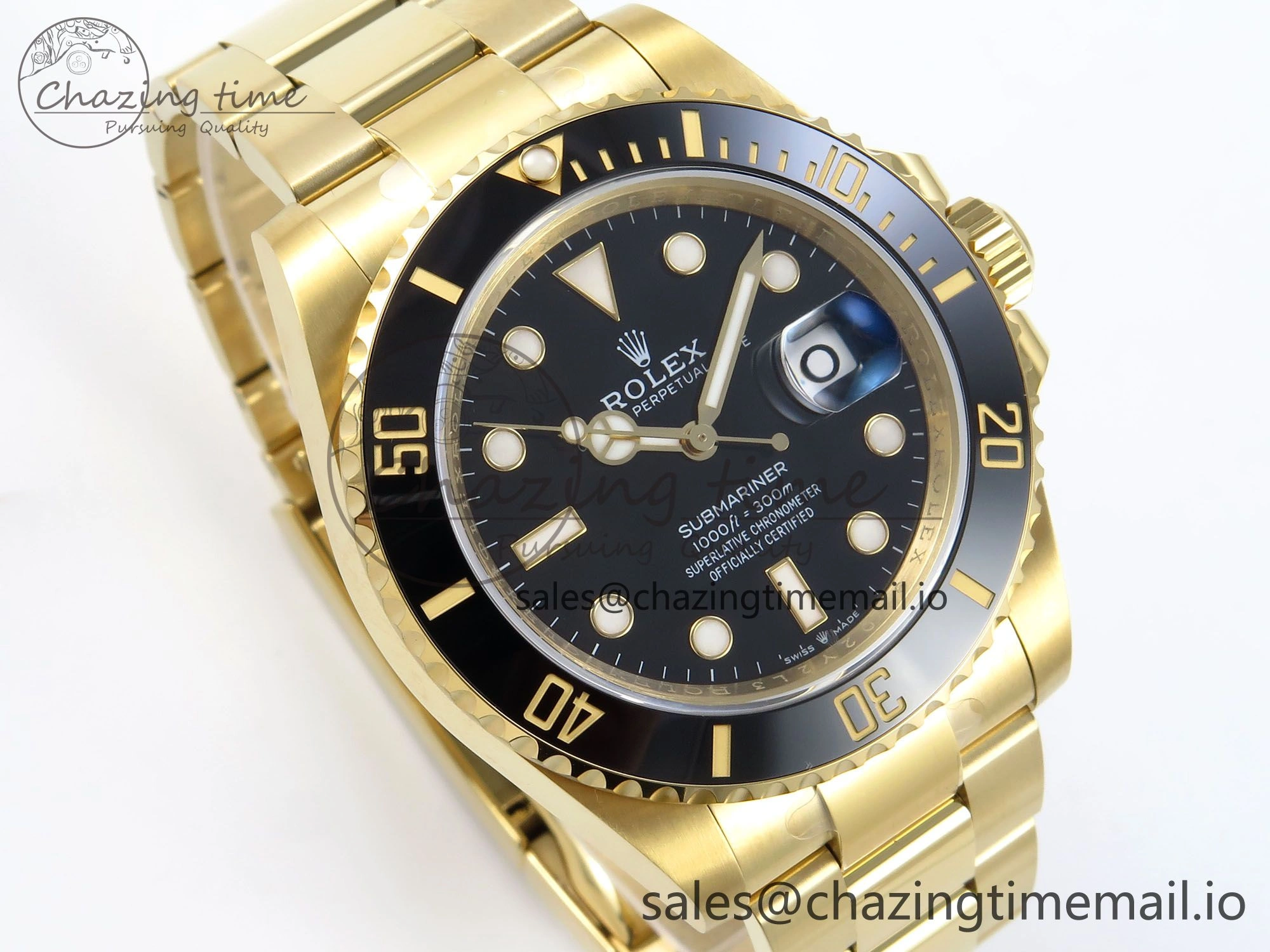 Submariner 41mm 126618 LN TWSF YG Black Ceramic Black Dial on YG Bracelet SH3235