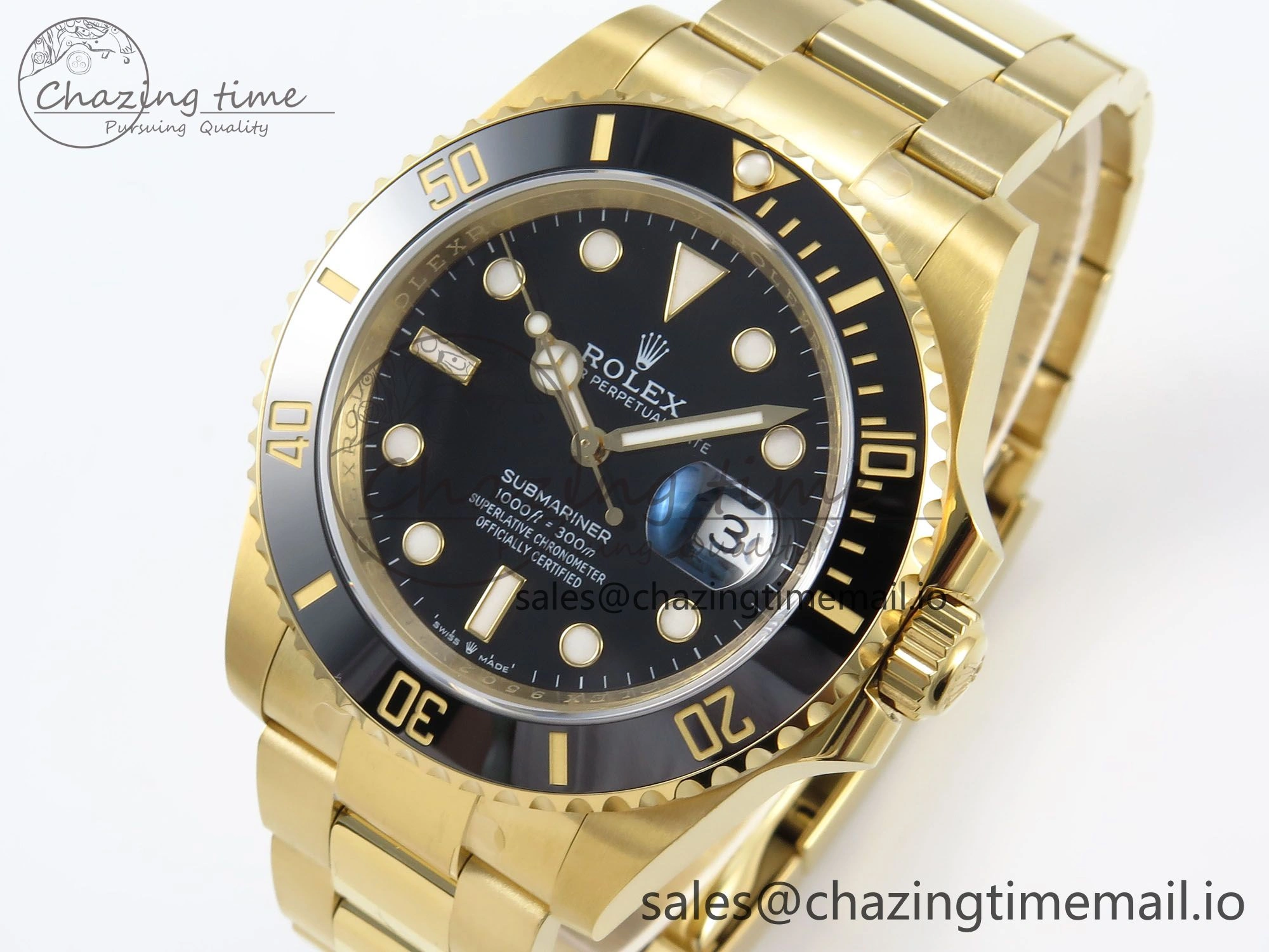Submariner 41mm 126618 LN TWSF YG Black Ceramic Black Dial on YG Bracelet SH3235
