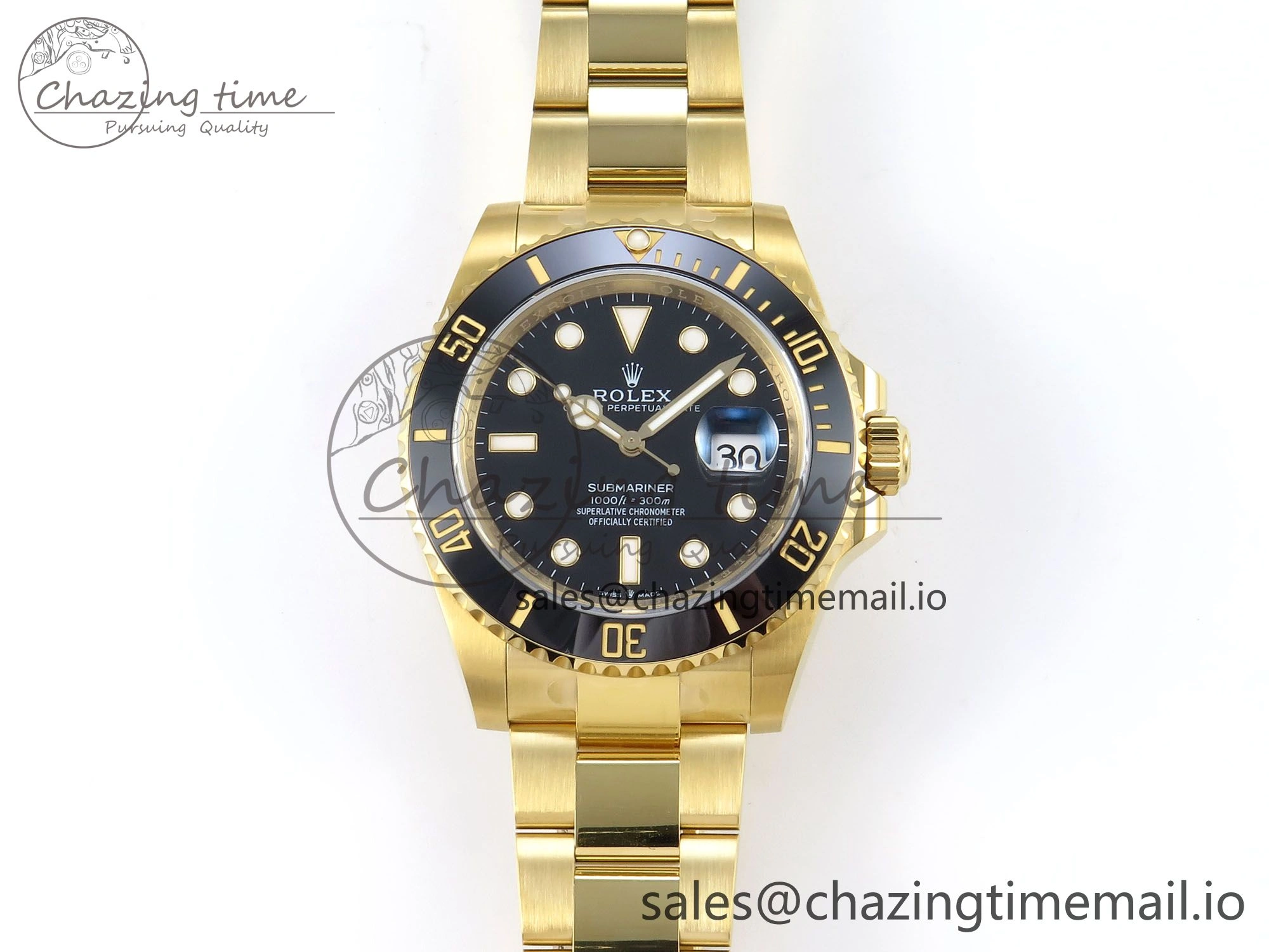 Submariner 41mm 126618 LN TWSF YG Black Ceramic Black Dial on YG Bracelet SH3235