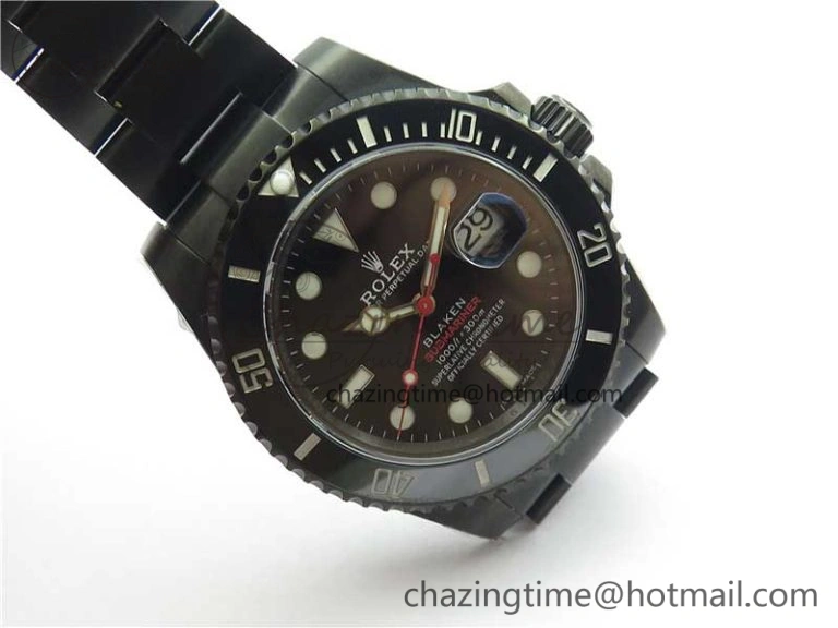 Submariner BLAKEN SINGLE RED PVD Noob 1:1 Best Edition Black Dial on PVD Bracelet A2836 V10.5