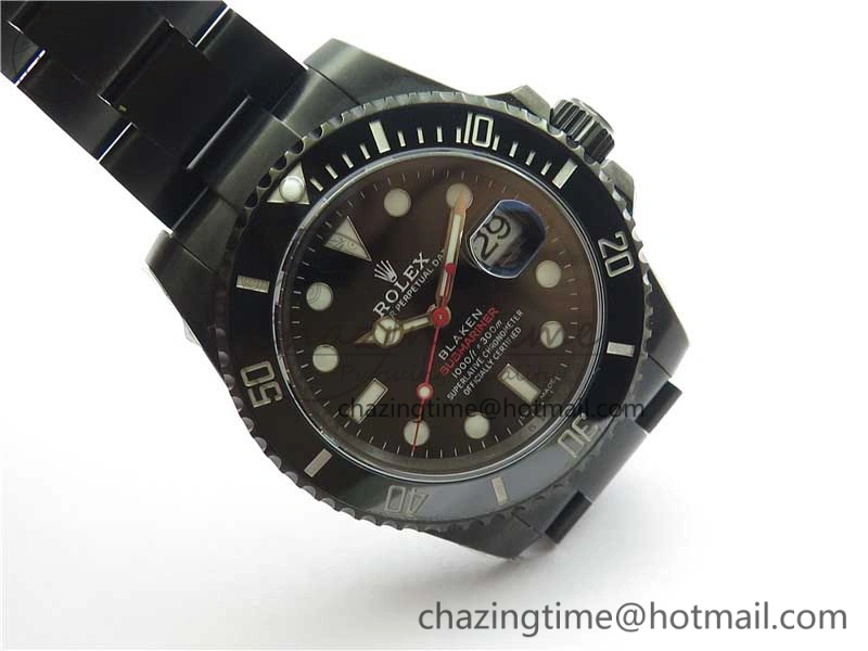 Submariner BLAKEN SINGLE RED PVD Noob 1:1 Best Edition Black Dial on PVD Bracelet A2836 V10.5