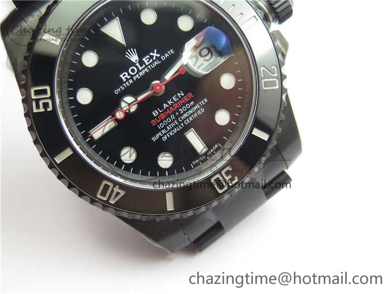 Submariner BLAKEN SINGLE RED PVD Noob 1:1 Best Edition Black Dial on PVD Bracelet A2836 V10.5