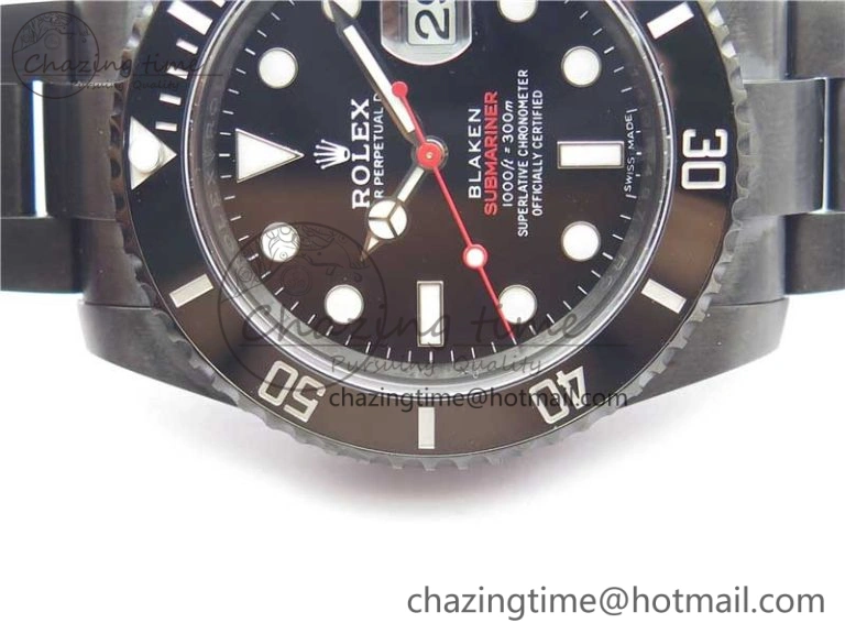 Submariner BLAKEN SINGLE RED PVD Noob 1:1 Best Edition Black Dial on PVD Bracelet A2836 V10.5