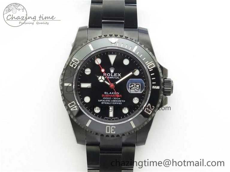 Submariner BLAKEN SINGLE RED PVD Noob 1:1 Best Edition Black Dial on PVD Bracelet A2836 V10.5