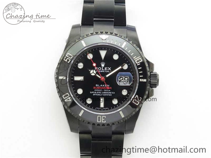Submariner BLAKEN SINGLE RED PVD Noob 1:1 Best Edition Black Dial on PVD Bracelet A2836 V10.5