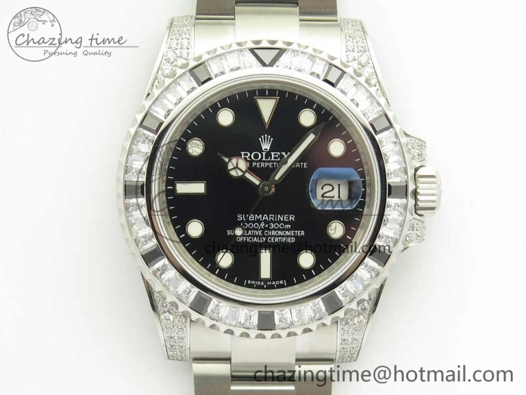 Submariner Black Diamond Bezel SS GSF Best Edition Black Dial On SS Bracelet A2824