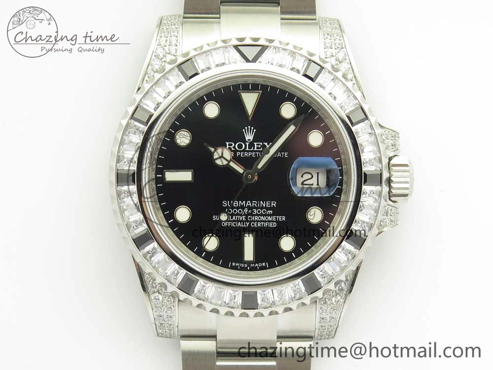 Submariner Black Diamond Bezel SS GSF Best Edition Black Dial On SS Bracelet A2824