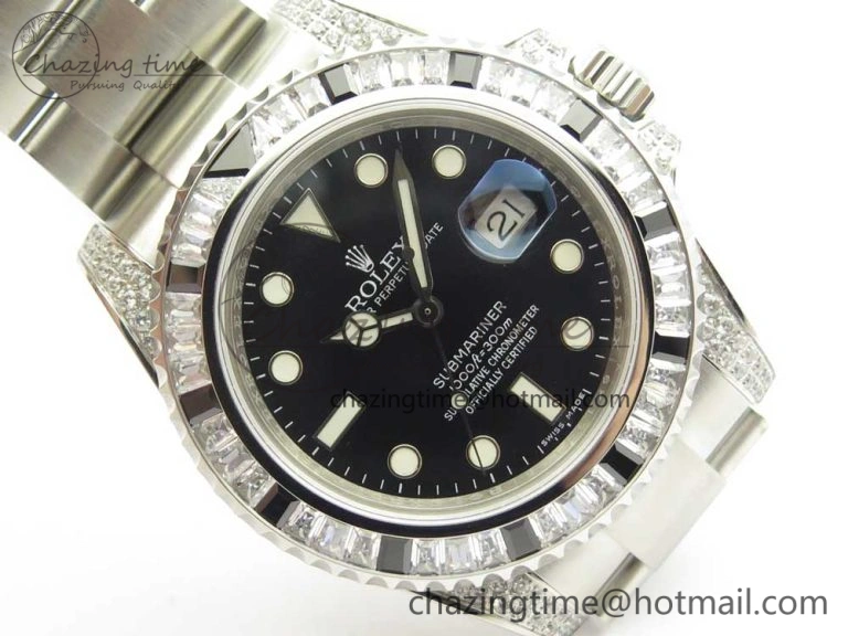 Submariner Black Diamond Bezel SS GSF Best Edition Black Dial On SS Bracelet A2824